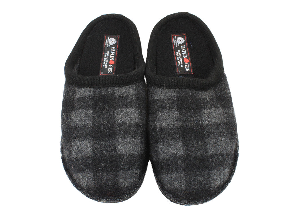 Size 38/UK5 only - Haflinger Slippers Flair Plaid Black