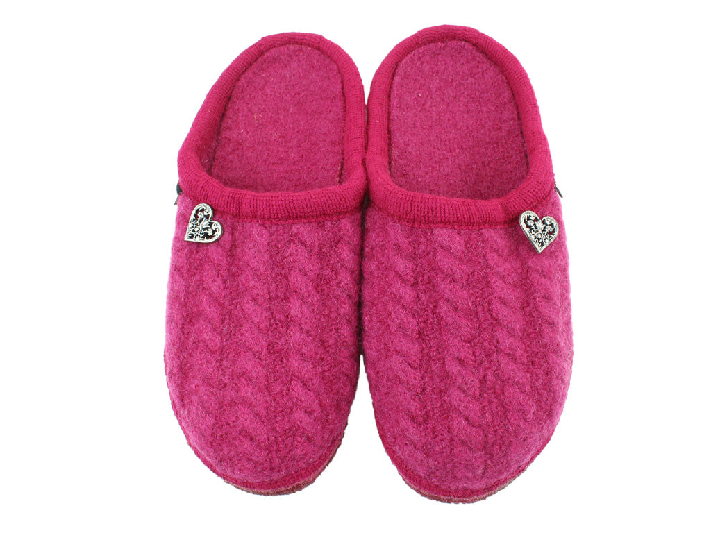 Size 38/UK5 only - Haflinger Slippers Herzl Kardinal Pink