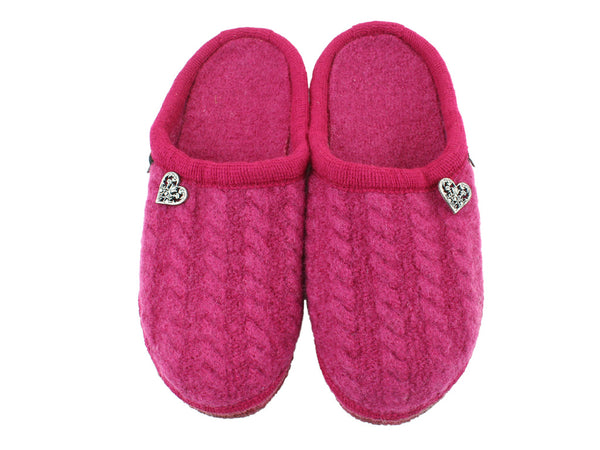 Size 38/UK5 only - Haflinger Slippers Herzl Kardinal Pink