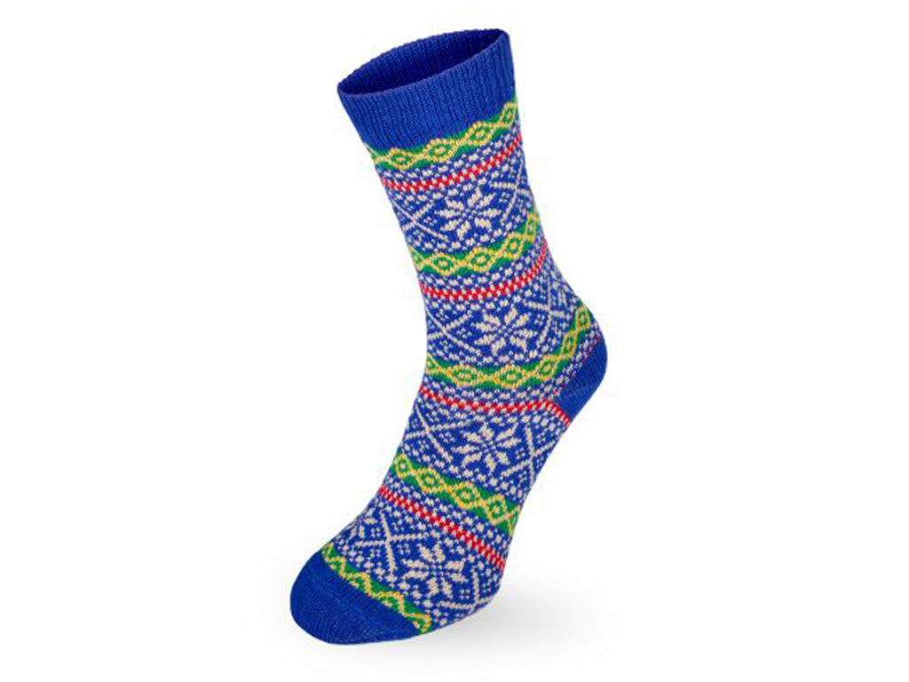 Speyside Socks Culbin Wool Fair Isle Royal Blue