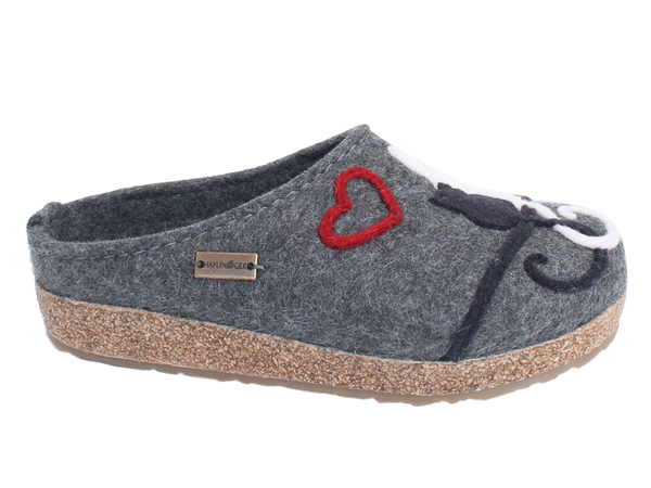 Haflinger Felt Clogs Grizzly Cats Anthracite side view