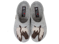 Haflinger Felt Clogs Grizzly Horse Grey upper view