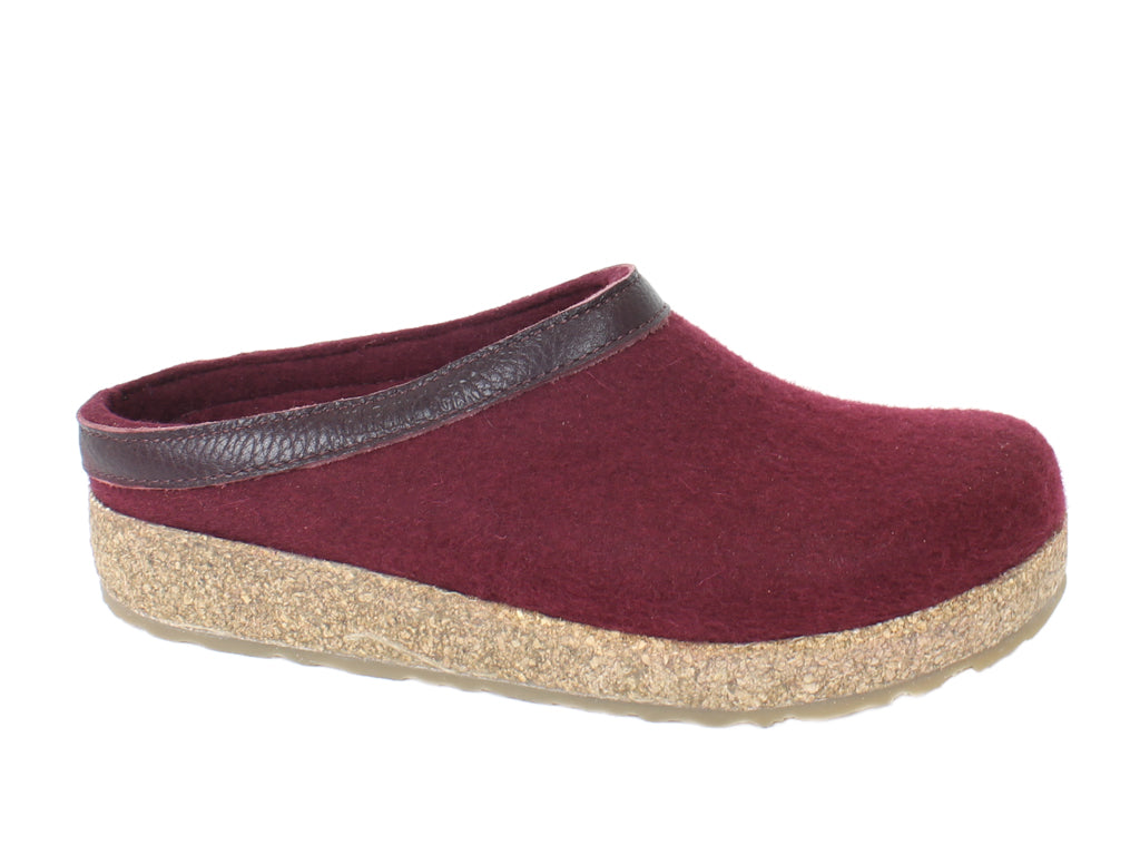 Haflinger Felt Clogs Grizzly Torben Bordeaux 309 side view