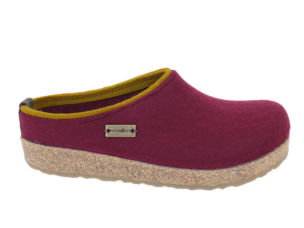 Haflinger Felt Clogs Grizzly Kris Bordeaux side view