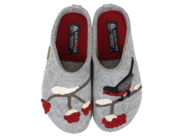 Haflinger Felt Clogs Grizzly Winterbird Grey upper view