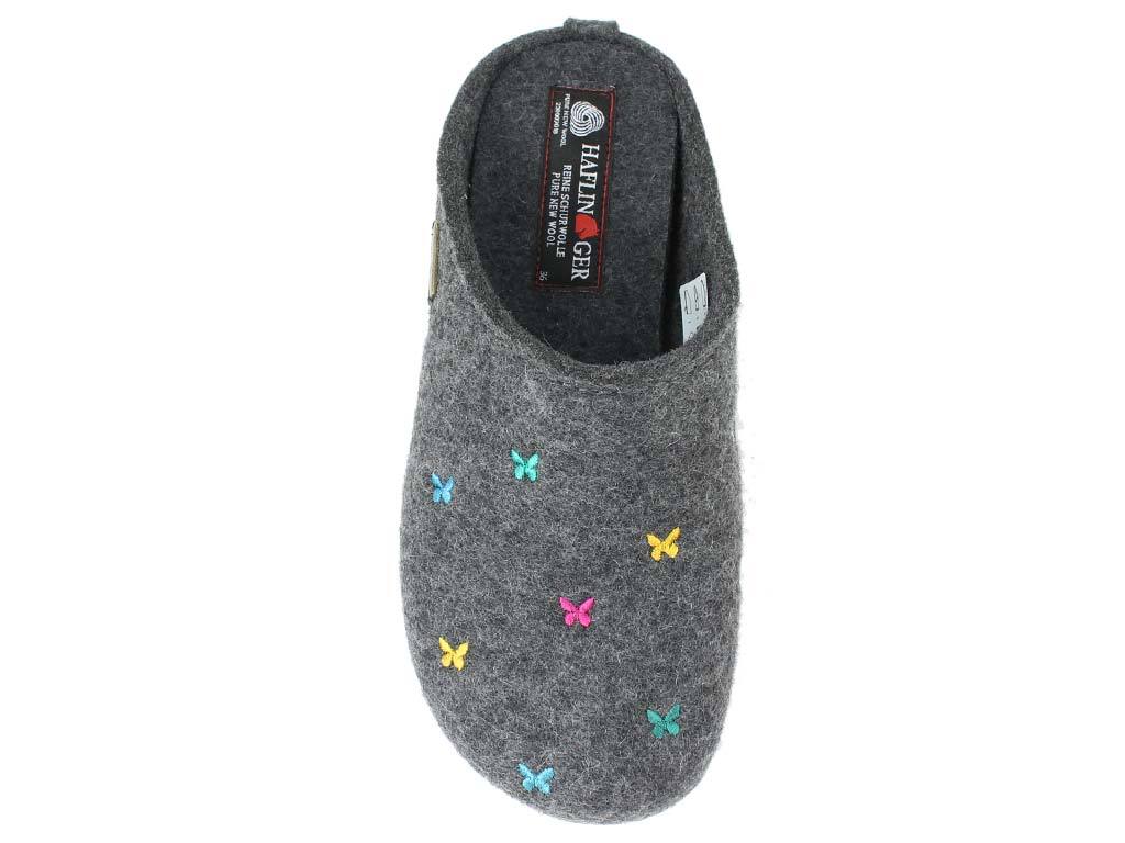 Haflinger Slippers Everest Butterflies Anthracite top view