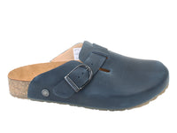 Haflinger Unisex Leather Clogs Lorenzo Navy side view