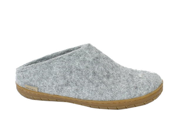 Glerups Slippers Grey Rubber Sole side view