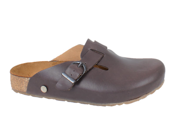 Haflinger Unisex Leather Clogs Lorenzo Brown side view