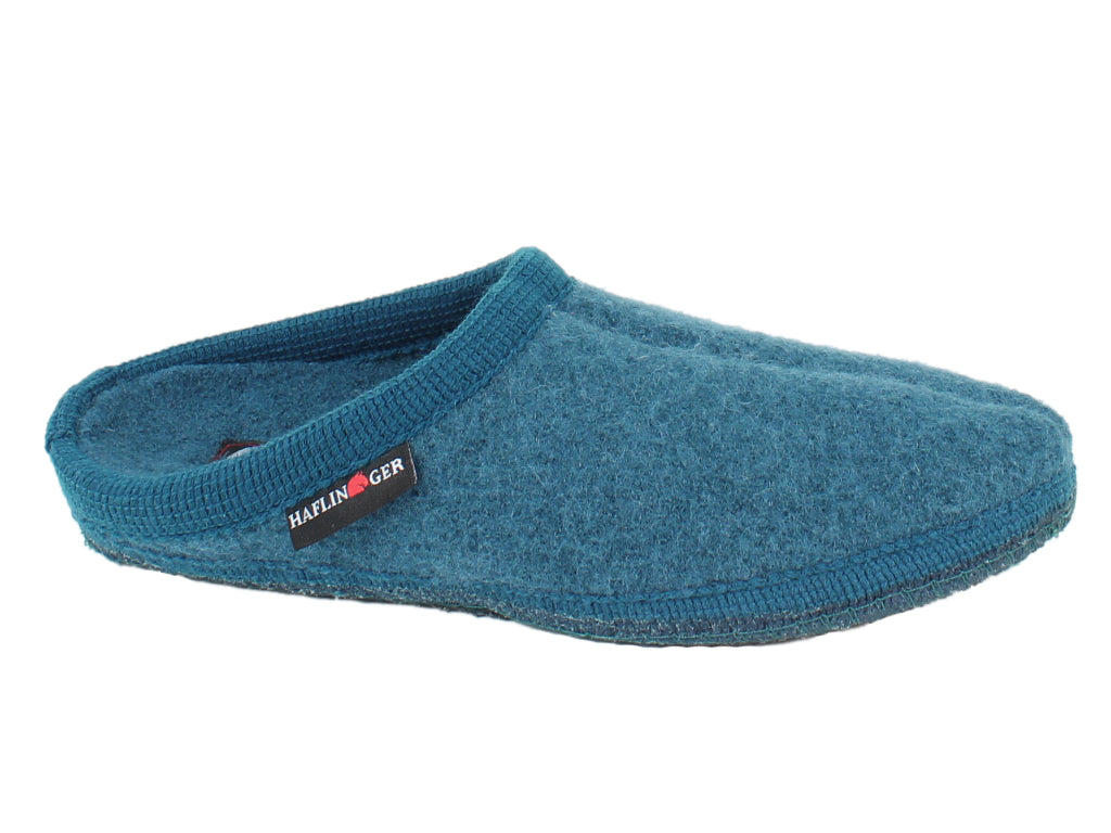 Haflinger Slippers Alaska Turkis Blue side view