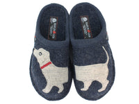 Haflinger Slippers Flair Dachs Dog Dark Blue upper view