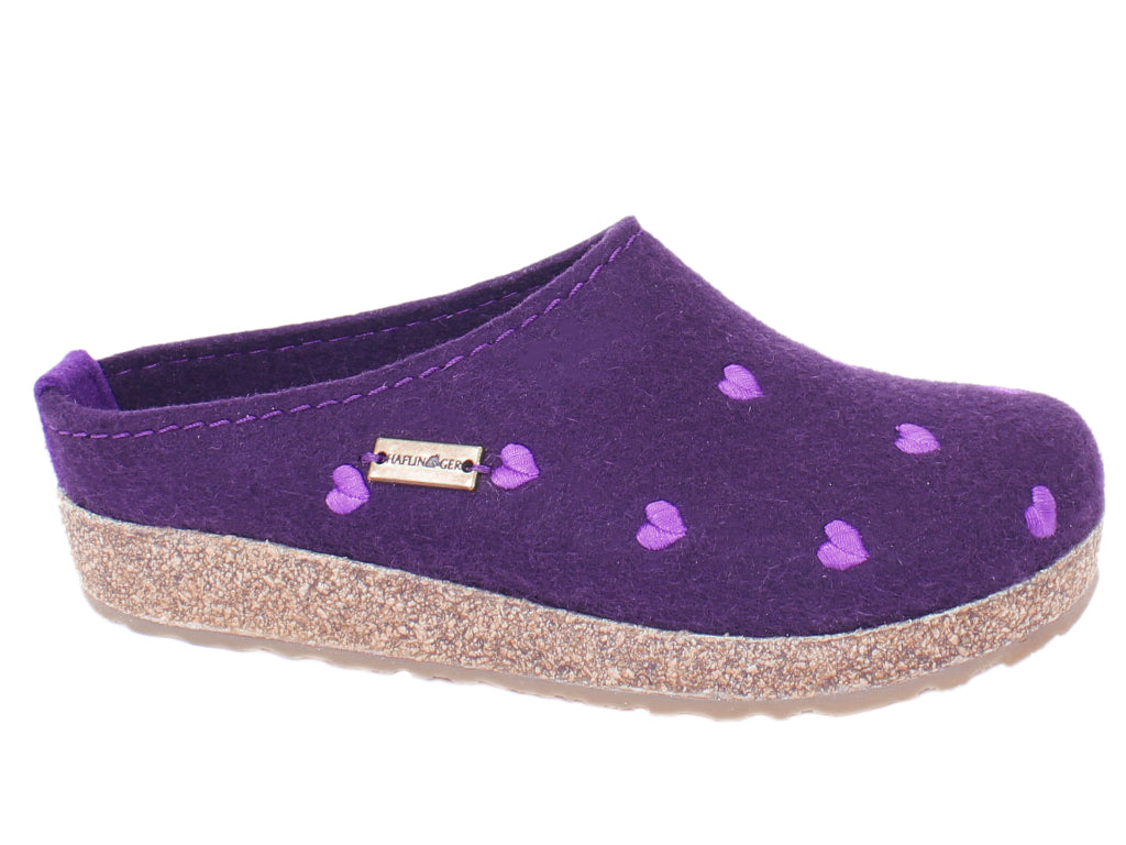 Haflinger Felt Clogs Grizzly Sweetheart Lavendel side view