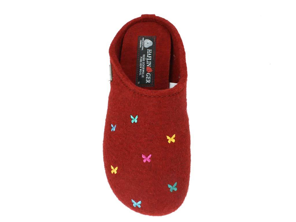 Haflinger Slippers Everest Butterflies Red top view