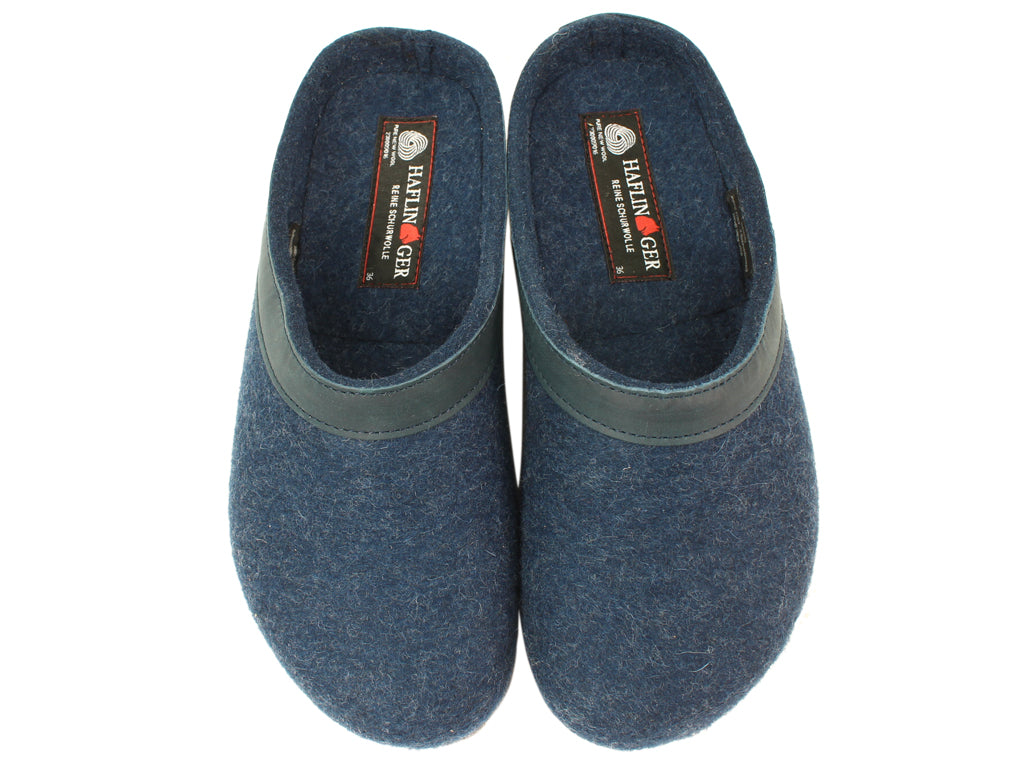 Haflinger Clogs Grizzly Torben Jeans Blue upper view