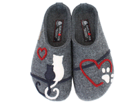 Haflinger Felt Clogs Grizzly Cats Anthracite uipper view