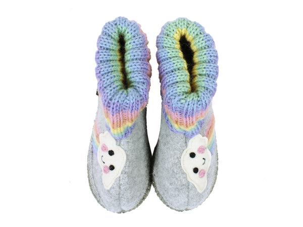 Haflinger Children's slipper Rainbow Grey upper view