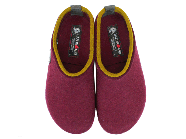 Haflinger Felt Clogs Grizzly Kris Bordeaux upper view