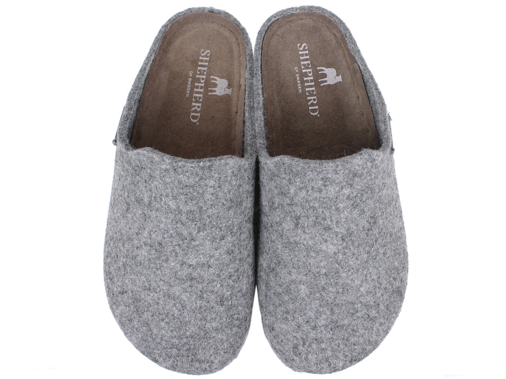 Swedish Mens Felt Slippers Jon Wool Felt Slippers In Grey From