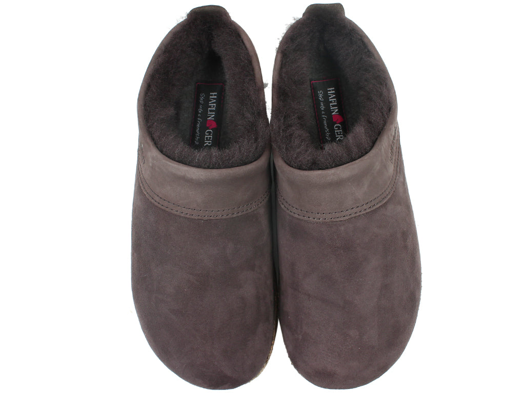 Haflinger Clogs Sheepskin Snowbird Brown top view