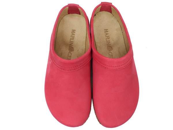 Haflinger Leather Clogs Malmo Red upper view