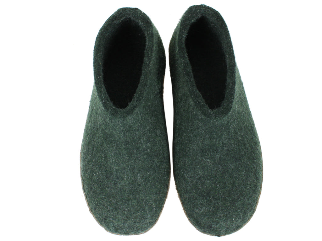Glerups Slippers closed heel Forest upper view
