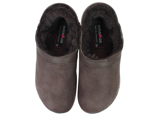 Haflinger Sheepskin Clogs Siberia Brown upper view