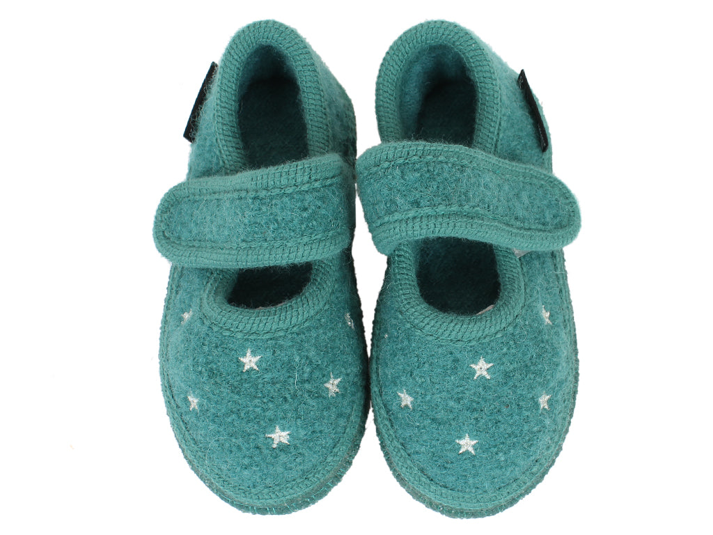 Haflinger Children's slippers Starlight Green upper view