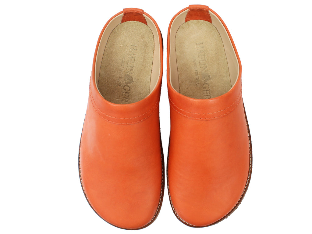 Haflinger Leather Clogs Travel Orange upper view