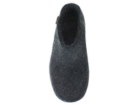 Glerups Slippers Charcoal Rubber Sole upper view