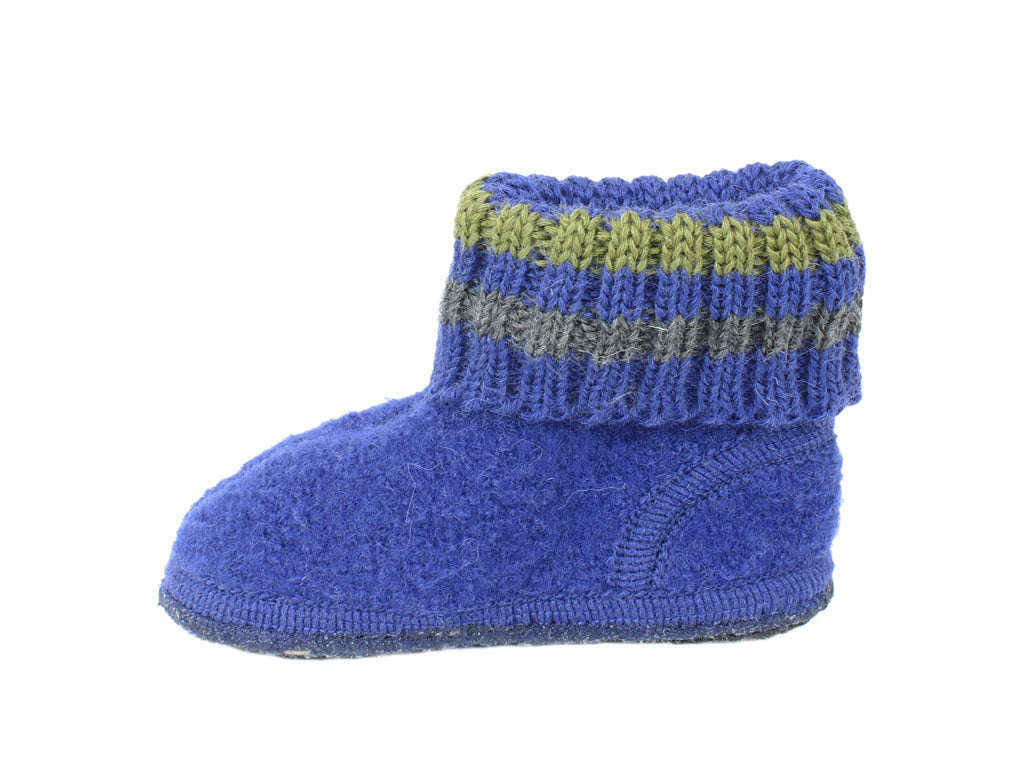 Haflinger Children's slippers Paul Ink blue side view