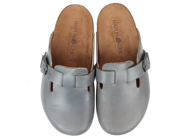 Haflinger Unisex Leather Clogs Lorenzo Antrhacite upper view