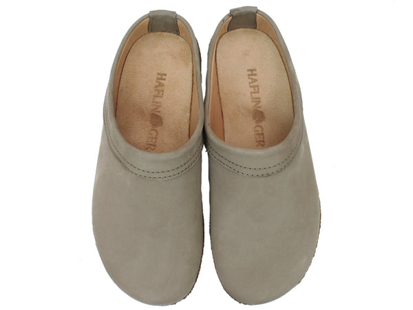 Haflinger Leather Clogs Malmo Taupe upper view