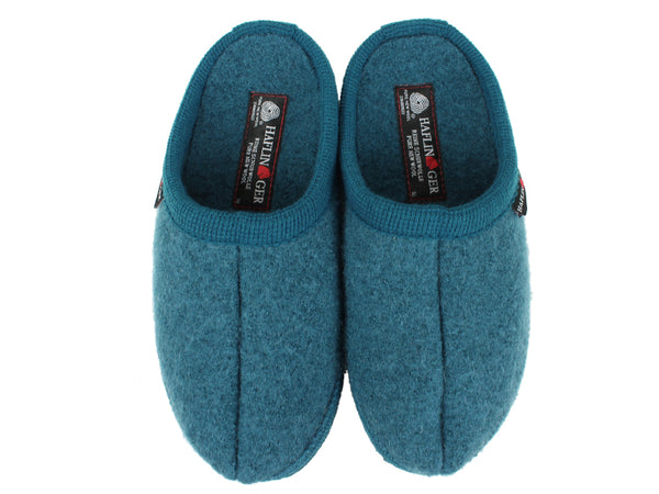 Haflinger Slippers Alaska Turkis Blue upper view