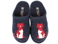 Haflinger Unisex Slippers Flair Cat&Dog Blue upperview