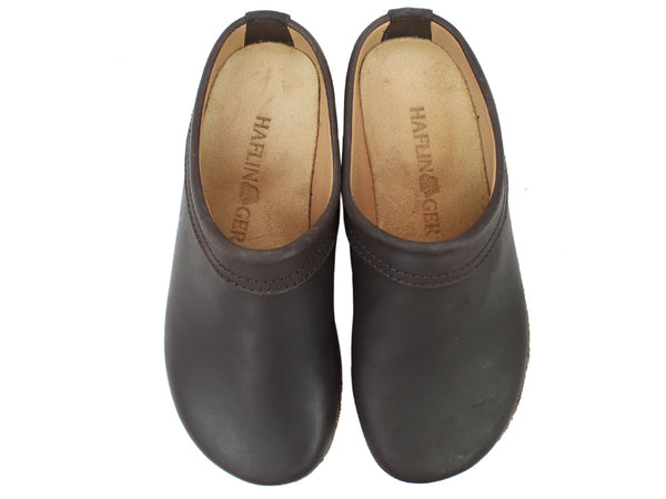 Haflinger Leather Clogs Malmo Brown 708 upper view
