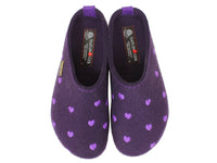 Haflinger Felt Clogs Grizzly Sweetheart Lavendel upper view