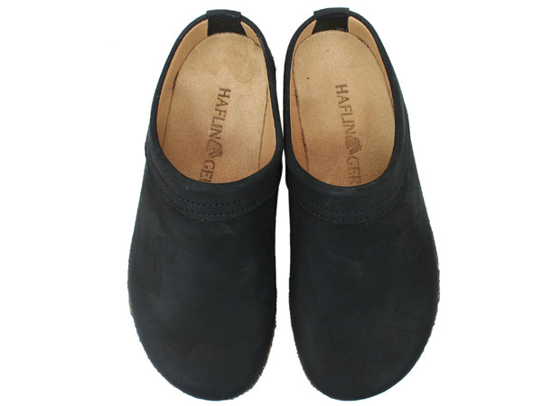 Haflinger Leather Clogs Malmo Black upper view