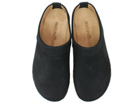 Haflinger Leather Clogs Malmo Black upper view