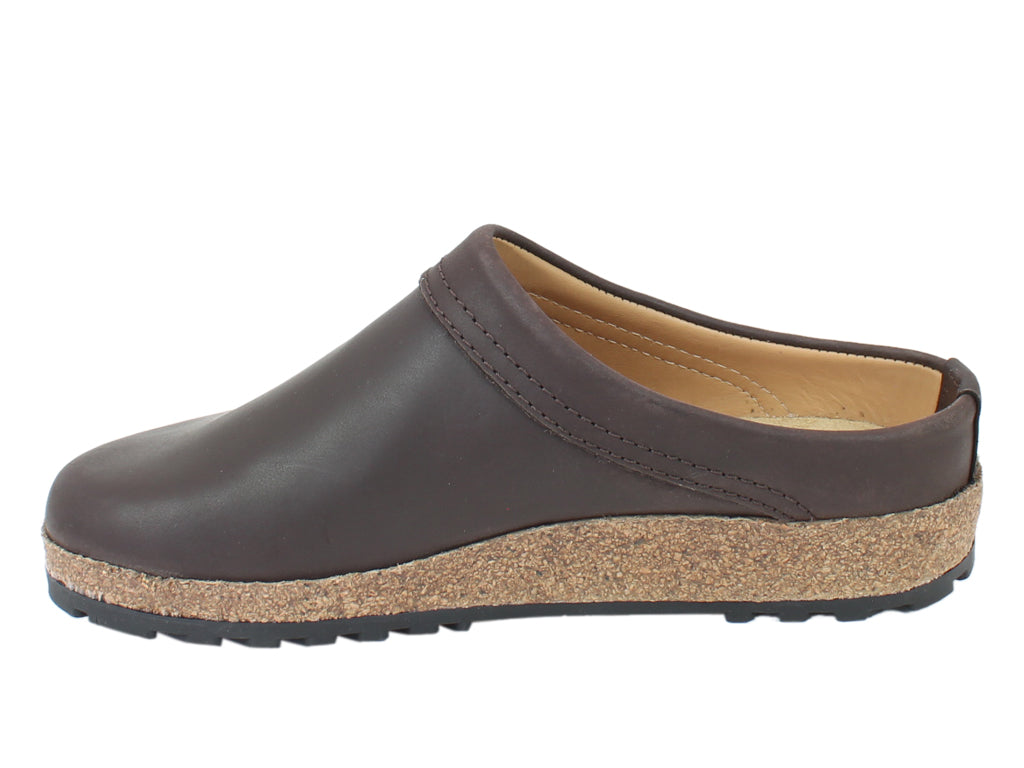 Haflinger Leather Clogs Malmo Brown 708 side  view