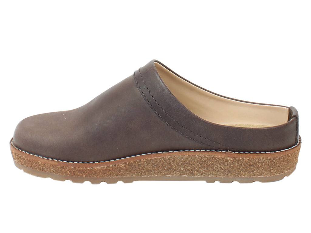 Haflinger Leather Clogs Travel Brown 748 side view