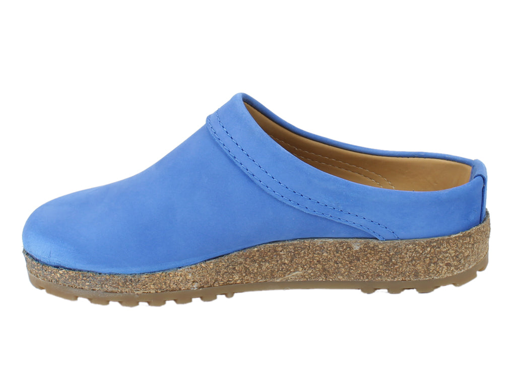 Haflinger Leather Clogs Malmo Blue side view