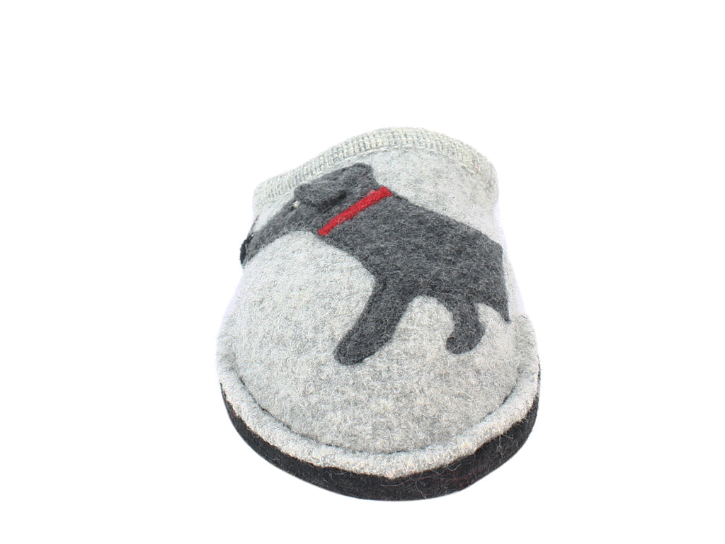 Haflinger Slippers Flair Dachs Dog Grey front view