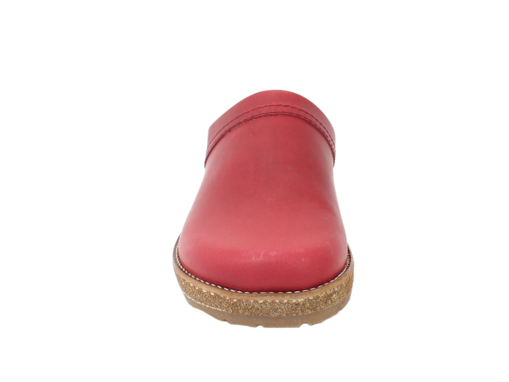 Haflinger Leather Clogs Travel Red front view