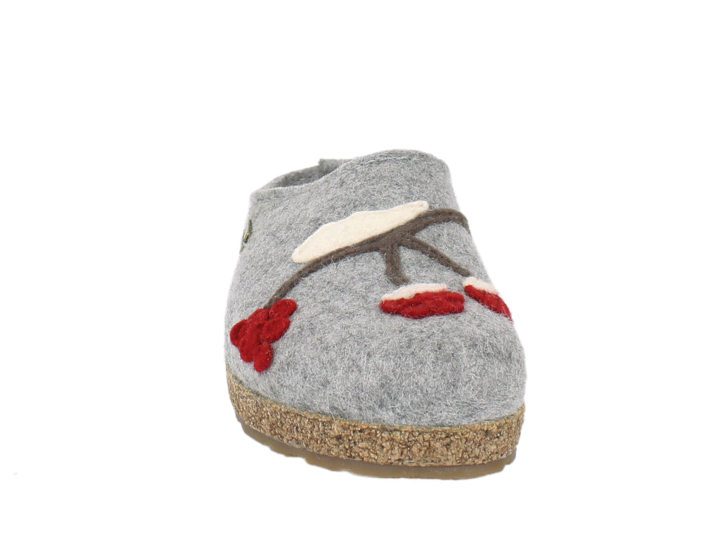 Haflinger Felt Clogs Grizzly Winterbird Grey front view