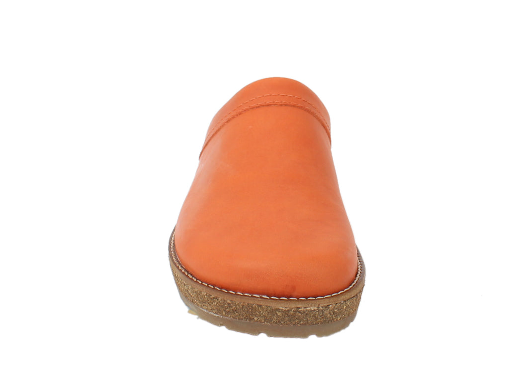 Haflinger Leather Clogs Travel Orange side view