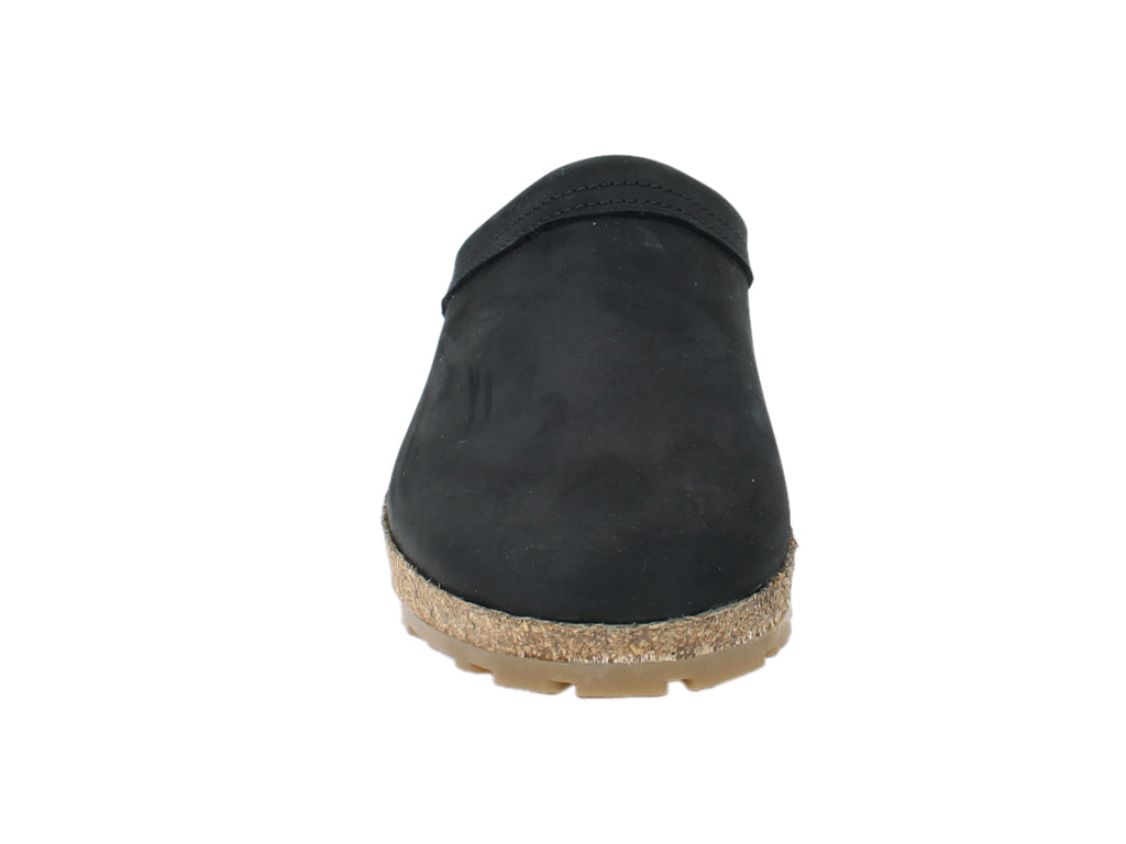 Haflinger Leather Clogs Malmo Black front view