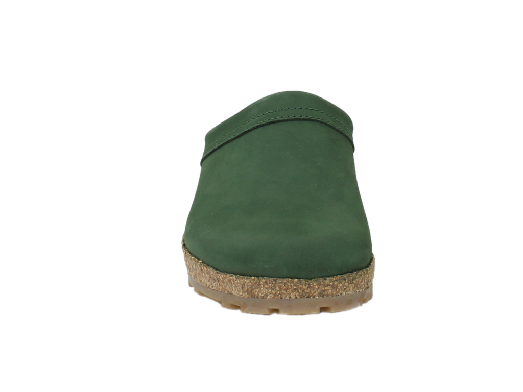 Haflinger Leather Clogs Malmo Green front view