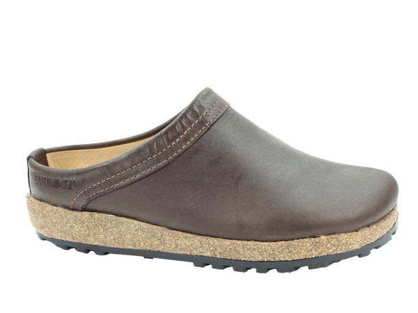 Haflinger Leather Clogs Malmo Brown side view