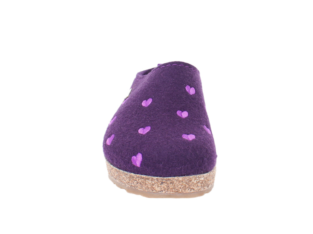 Haflinger Felt Clogs Grizzly Sweetheart Lavendel front view