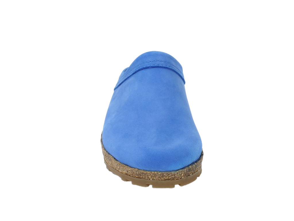 Haflinger Leather Clogs Malmo Blue front view